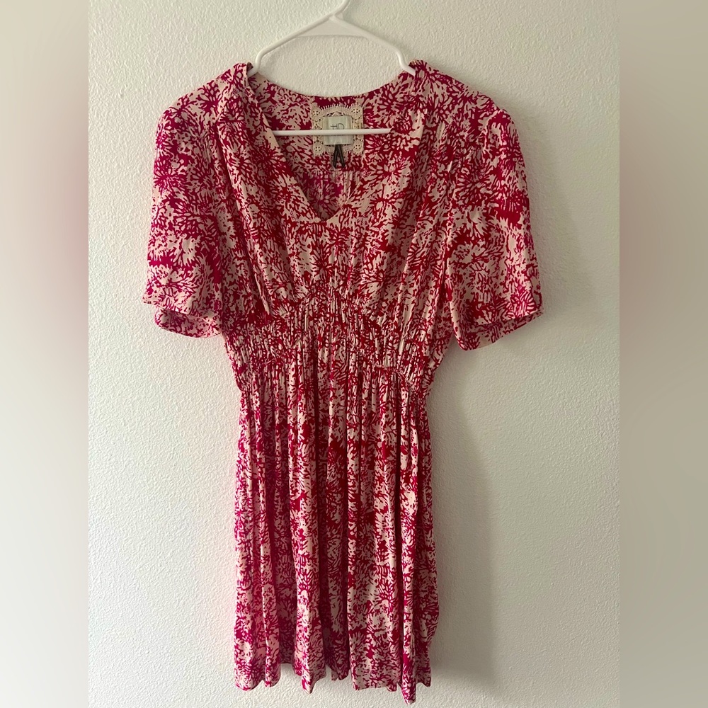 Anthropologie HD in Paris Pink Floral Dress size 8